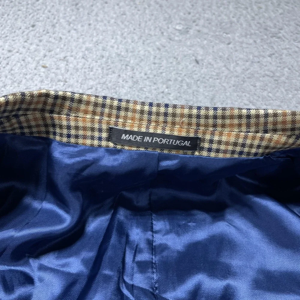 J. Hilburn Sport Coat Mens 44R Beige Check Wool Vitale Barberis Canonico Blazer